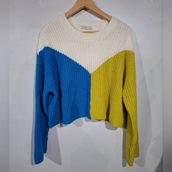 Sincerly Jules Sweaters - Sincerely Jules Color Block Cropped Knit Sweater Oversize See Measures